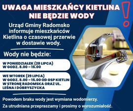 Kolorowa grafika informująca o braku wody
