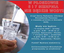 Plakat informacyjny o przerwie w dostawie wody