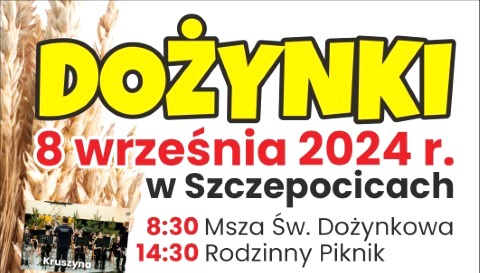 Plansza z napisem dożynki 