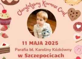 Kolorowy plakat: widoczny mały chłopiec i napisy 