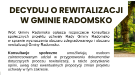 Plakat informujący o rozpoczęciu rewitalizacji w Gminie Radomsko 