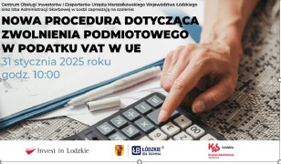 Plakat informacyjny: widoczna klawiatura komputera i dłoń człowieka 