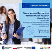 Plakat informacyjny: widoczne kobieta i napisy