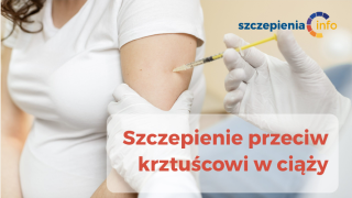 Plakat informacyjny: widoczny moment podawania szczepionki 