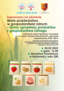 Kolorowy plakat: widoczne logotypy oraz produkty żywnościowe 