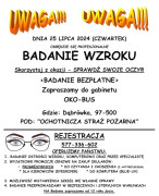 Plakat informujący o bezpłatnym badaniu wzroku