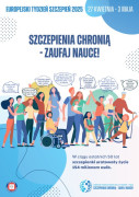 Kolorowy plakat promujący szczepienia 