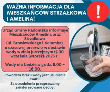 Grafika informacyjna dot. braku wody 