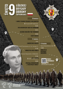 Brązowo - czarny plakat informacyjny. Widoczna postać "Warszyca" i napisy