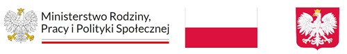 Plansza informacyjna. Widoczna flaga Polski, godło Polski oraz napis Ministerstwo Pracy i Polityki Społecznej 