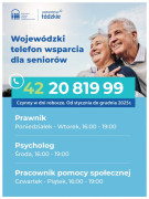 Plakat informacyjny: widoczni seniorzy i napisy