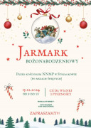 Kolorowy plakat informujący o Jarmarku Bożonarodzeniowym w Strzałkowie 
