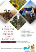 Kolorowy plakat, będący zapowiedzią rajdu rowerowego