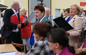 Grupa osób stojących obok siebie - osoby śpiewają 