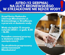 Plakat informacyjny dotyczący braku wody 