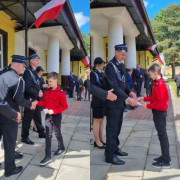 Młodzi druhowie odbierają gratulacje od dorosłych druhów