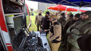 Stanowisko obsługi dronów. Trwa szkolenie z zakresu wykorzystywania specjalistycznego sprzętu 