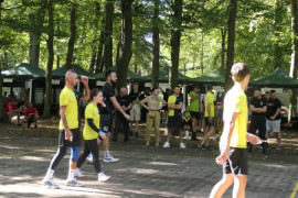Mężczyźni graja w piłkę siatkową 
