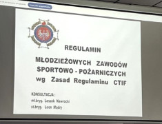 Tablica z napisem regulamin młodzieżowych zawodów sportowo-pożarniczych 