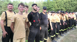 Druhowie stoją w szyku bojowym 