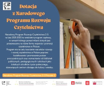 Kolorowy plakat: widoczne książki i napisy