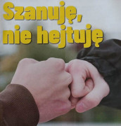 Plakat - widoczny napis i dwie złożone dłonie